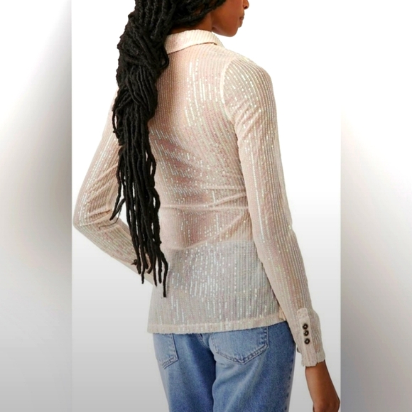 NWOT Free People Sequin Shirt - M - Picture 4 of 5
